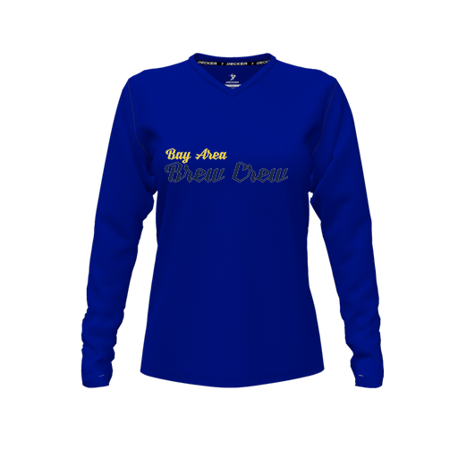 [CUS-DFW-TEES-CMF-VNK-LSL-RYL-FYXS-LOGO3] Decker Comfort T-Shirt (Female Youth XS, Royal, V Neck, Logo 3, Long Sleeve)