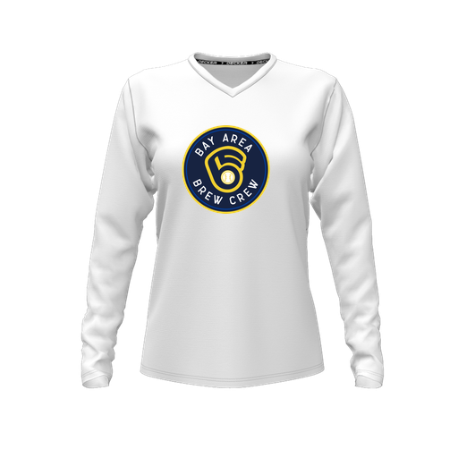 [FTLVPTWH-FYXS-LOGO1] Decker Performance T-Shirt (Female Youth XS, White, V Neck, Logo 1, Long Sleeve)