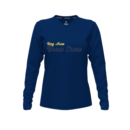 [FTLVPTNV-FYXS-LOGO3] Decker Performance T-Shirt (Female Youth XS, Navy, V Neck, Logo 3, Long Sleeve)
